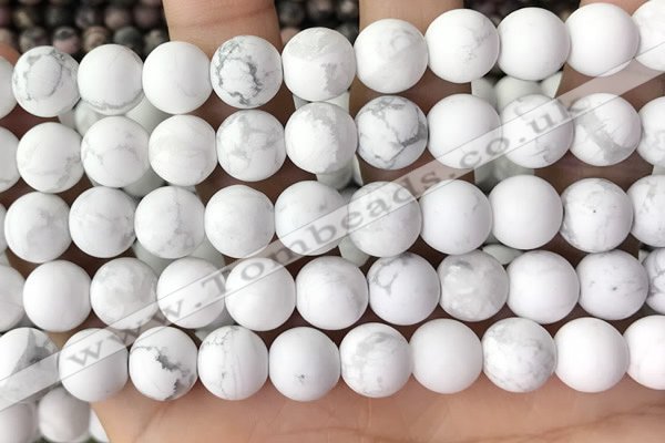 CWB253 15.5 inches 10mm round matte white howlite beads wholesale