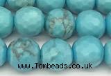 CWB260 15 inches 6mm faceted round howlite turquoise beads