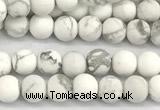 CWB270 15 inches 4mm round matte howlite turquoise beads