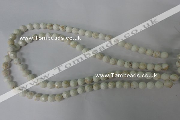 CWB300 15.5 inches 4mm faceted round howlite turquoise beads