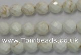 CWB302 15.5 inches 8mm faceted round howlite turquoise beads
