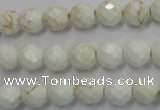 CWB302 15.5 inches 8mm faceted round howlite turquoise beads