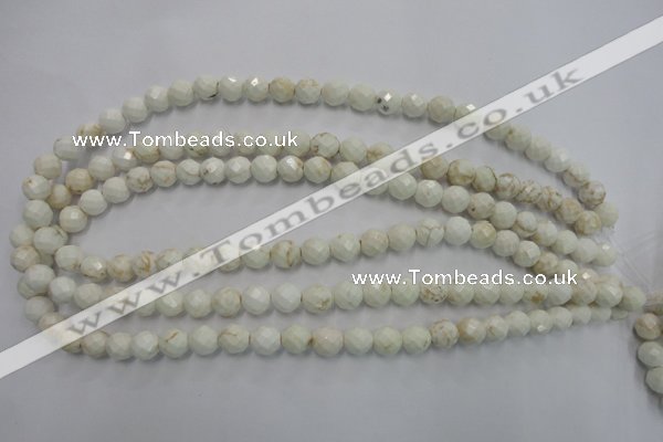 CWB302 15.5 inches 8mm faceted round howlite turquoise beads