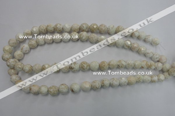 CWB303 15.5 inches 10mm faceted round howlite turquoise beads