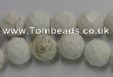 CWB304 15.5 inches 12mm faceted round howlite turquoise beads