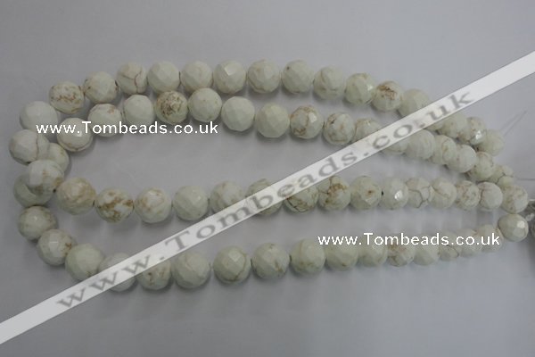 CWB304 15.5 inches 12mm faceted round howlite turquoise beads