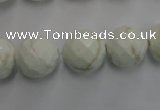 CWB305 15.5 inches 14mm faceted round howlite turquoise beads