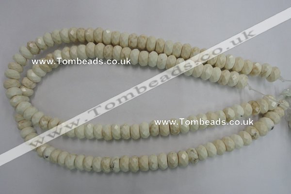 CWB327 15.5 inches 6*10mm faceted rondelle howlite turquoise beads