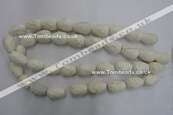 CWB338 15.5 inches 15*22mm faceted teardrop howlite turquoise beads