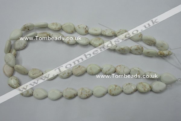 CWB363 15.5 inches 12*16mm flat teardrop howlite turquoise beads