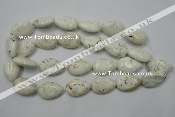 CWB367 15.5 inches 20*30mm flat teardrop howlite turquoise beads
