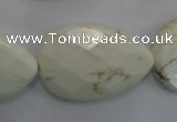 CWB377 20*30mm faceted flat teardrop howlite turquoise beads