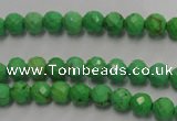 CWB390 15.5 inches 4mm faceted round howlite turquoise beads