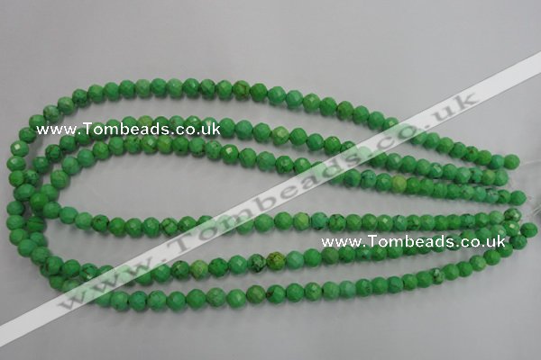 CWB391 15.5 inches 6mm faceted round howlite turquoise beads