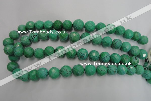 CWB405 15.5 inches 14mm faceted round howlite turquoise beads