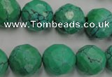 CWB406 15.5 inches 16mm faceted round howlite turquoise beads