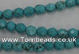 CWB421 15.5 inches 6mm faceted round howlite turquoise beads