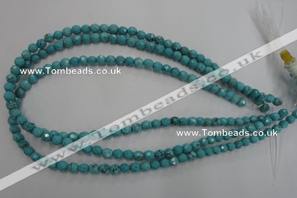 CWB421 15.5 inches 6mm faceted round howlite turquoise beads