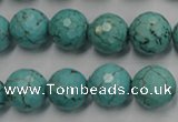 CWB424 15.5 inches 12mm faceted round howlite turquoise beads