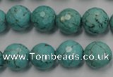 CWB424 15.5 inches 12mm faceted round howlite turquoise beads