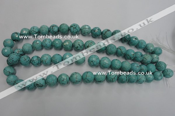 CWB424 15.5 inches 12mm faceted round howlite turquoise beads