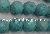 CWB425 15.5 inches 14mm faceted round howlite turquoise beads