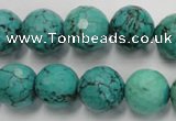 CWB426 15.5 inches 14mm faceted round howlite turquoise beads