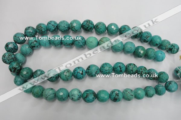 CWB426 15.5 inches 14mm faceted round howlite turquoise beads