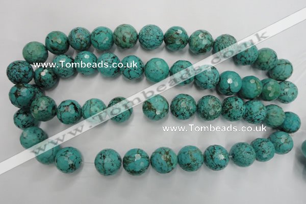 CWB427 15.5 inches 16mm faceted round howlite turquoise beads