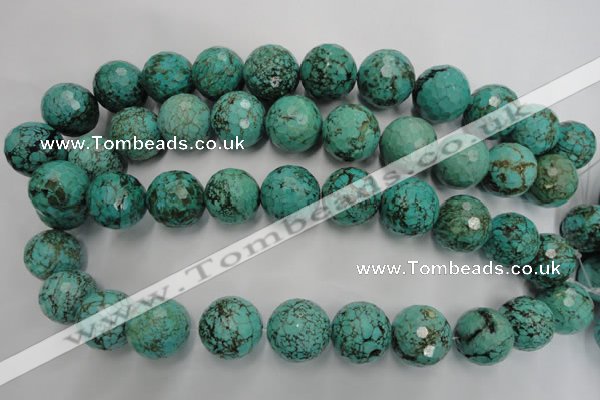 CWB428 15.5 inches 18mm faceted round howlite turquoise beads