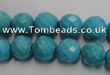 CWB434 15.5 inches 12mm faceted round howlite turquoise beads