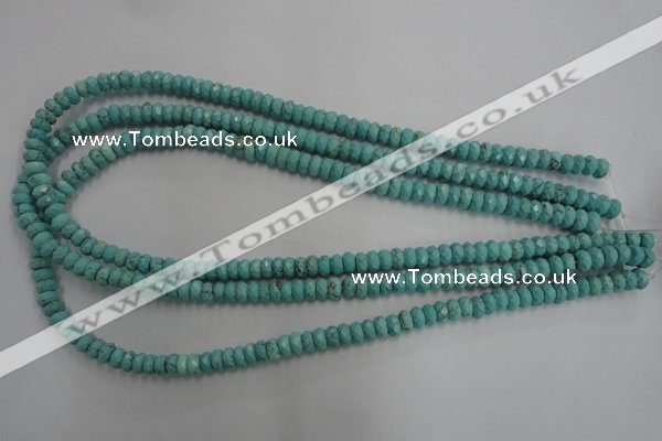 CWB440 15.5 inches 4*6mm faceted rondelle howlite turquoise beads