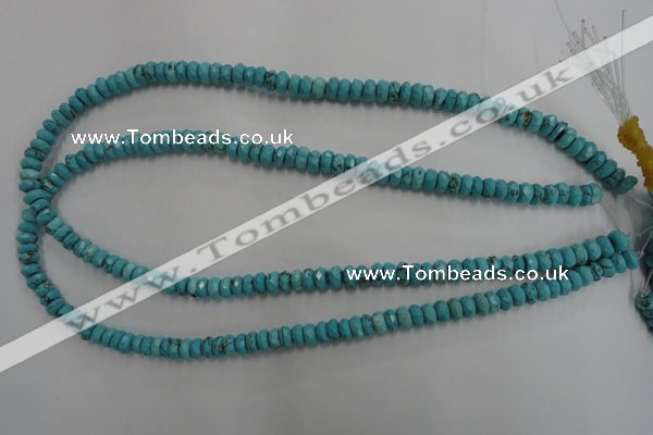 CWB441 15.5 inches 4*6mm faceted rondelle howlite turquoise beads