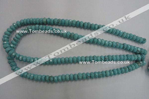 CWB443 15.5 inches 5*8mm faceted rondelle howlite turquoise beads