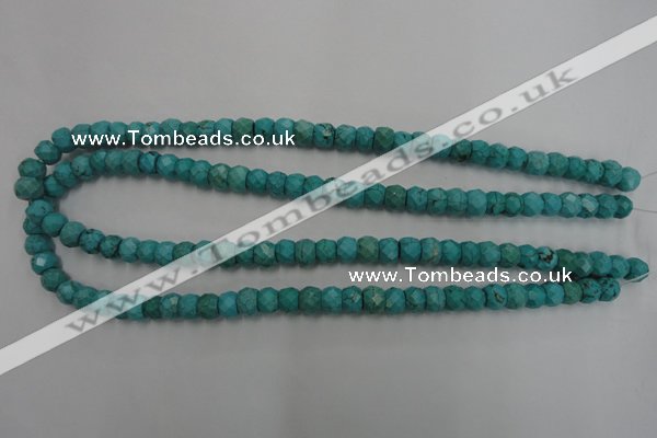 CWB444 15.5 inches 6*8mm faceted rondelle howlite turquoise beads