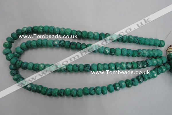 CWB446 15.5 inches 7*10mm faceted rondelle howlite turquoise beads