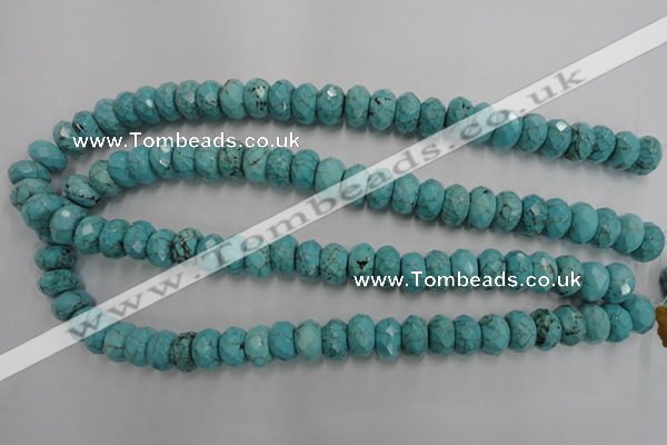 CWB447 15.5 inches 8*12mm faceted rondelle howlite turquoise beads