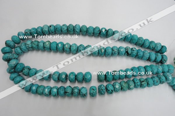 CWB448 15.5 inches 8*12mm faceted rondelle howlite turquoise beads