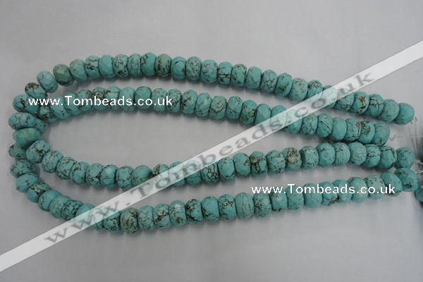 CWB449 15.5 inches 8*12mm faceted rondelle howlite turquoise beads