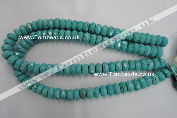 CWB451 15.5 inches 7*14mm faceted rondelle howlite turquoise beads