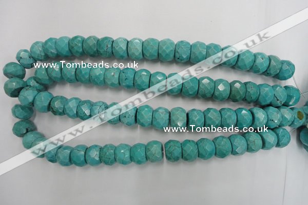 CWB453 15.5 inches 10*14mm faceted rondelle howlite turquoise beads