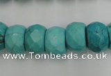 CWB454 15.5 inches 10*14mm faceted rondelle howlite turquoise beads