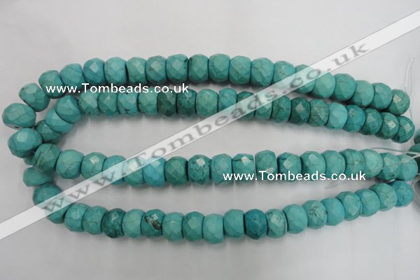 CWB454 15.5 inches 10*14mm faceted rondelle howlite turquoise beads