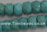 CWB455 15.5 inches 10*14mm faceted rondelle howlite turquoise beads