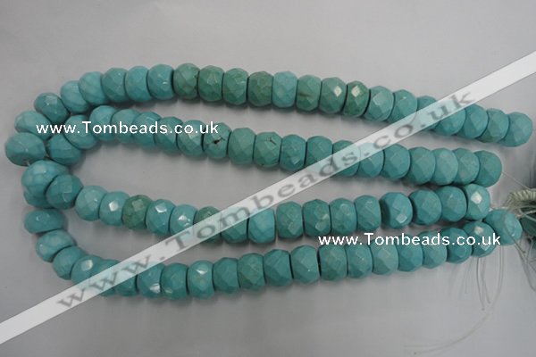 CWB455 15.5 inches 10*14mm faceted rondelle howlite turquoise beads