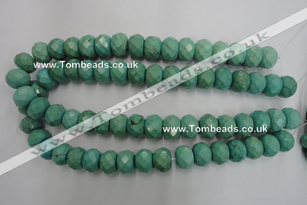 CWB456 15.5 inches 12*16mm faceted rondelle howlite turquoise beads