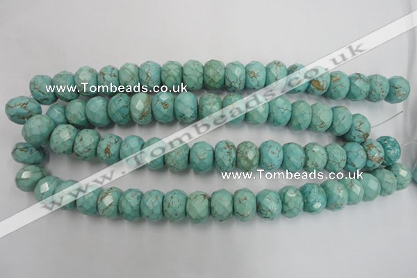 CWB457 15.5 inches 12*16mm faceted rondelle howlite turquoise beads