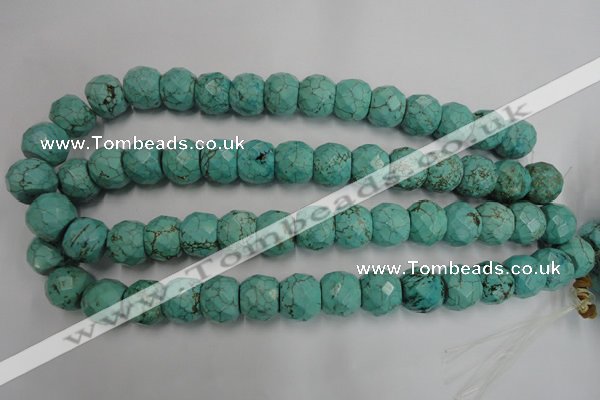 CWB458 15.5 inches 13*15mm faceted rondelle howlite turquoise beads