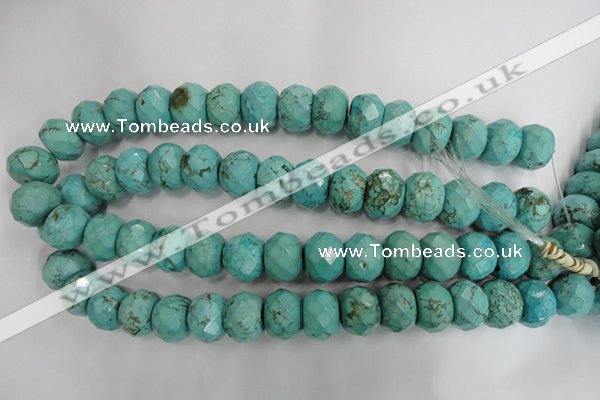 CWB459 15.5 inches 12*18mm faceted rondelle howlite turquoise beads