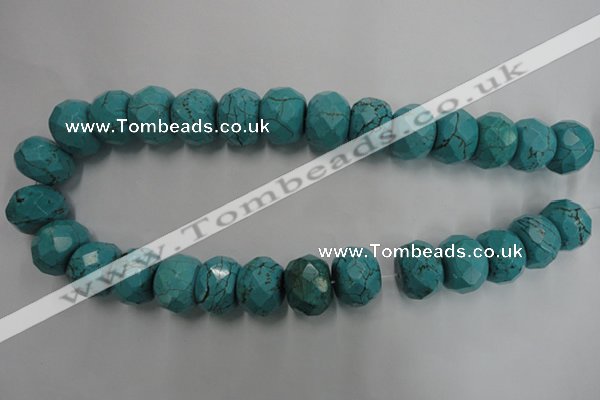 CWB460 15.5 inches 13*18mm faceted rondelle howlite turquoise beads